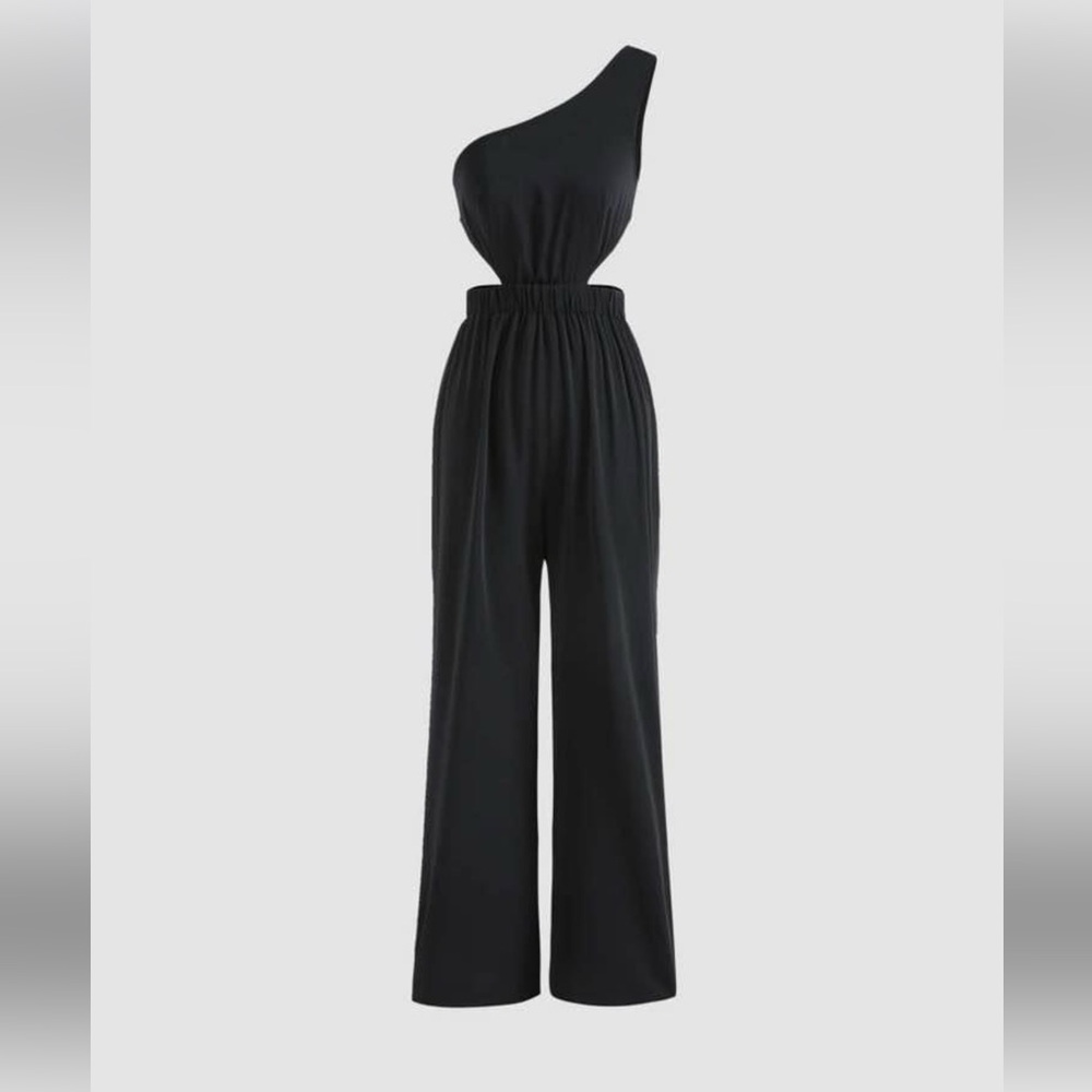 Cider one-shoulder asymmetrical cutout jumpsuit